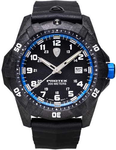 Protek - Carbon Composite Dive 1000 Series Black With Blue Black Rubber