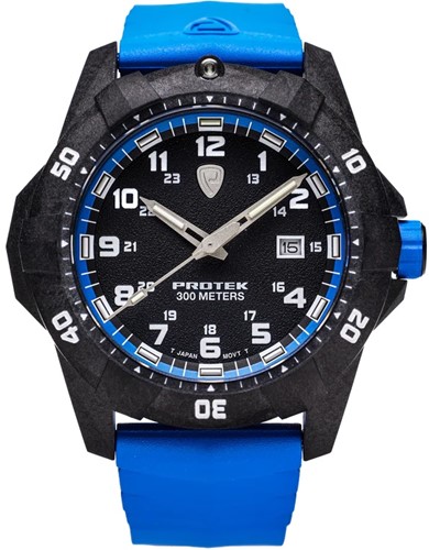 Protek - Carbon Composite Dive 1000 Series Black With Blue Blue Rubber