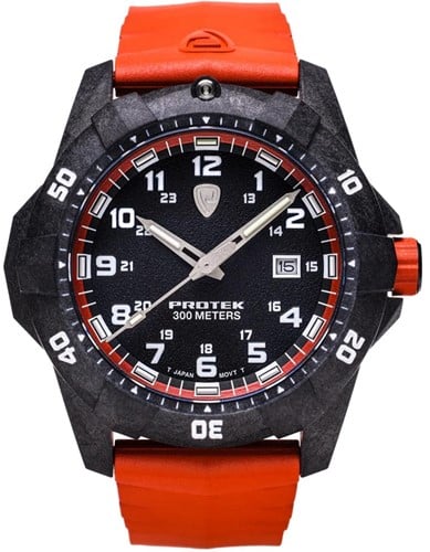 Protek - Carbon Composite Dive 1000 Series Black With Orange Orange Rubber