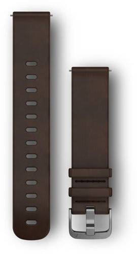Garmin Bandjes met snelsluiting (20 mm), Dark brown leer met zilverkleurige gesp