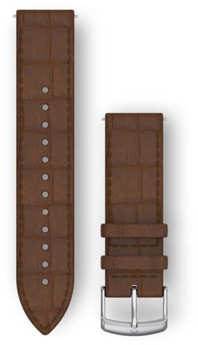 Garmin Quick release Italian Leather polsband 20mm donkerbruin (reliëf), zilverkleurige gesp
