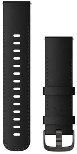 Garmin Quick Release polsband 22mm, Zwart leer met Brushed Slate gesp