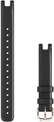 Garmin Lily banden (14 mm), Zwart italiaans leer met cream gold gesp (Large)