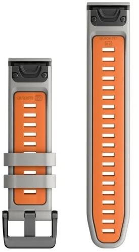 Garmin Quickfit watch-banden van 22mm, Fog Gray/Ember Orange siliconen