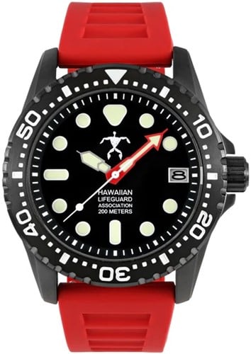 Hawaiian Lifeguard - Dive Series 2 Ss Ip Black Black Rubber: Red
