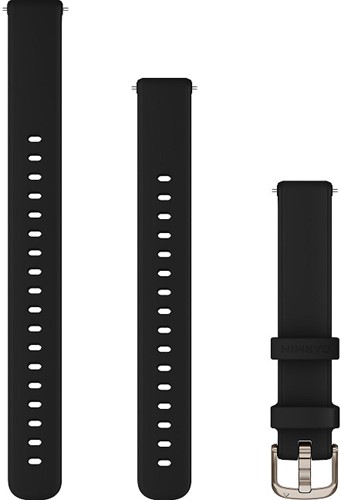 Garmin Lily 2 banden (14 mm), Zwart siliconen met cream gold gesp