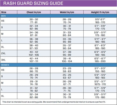 Scubapro_UPF_Colection_maattabel
