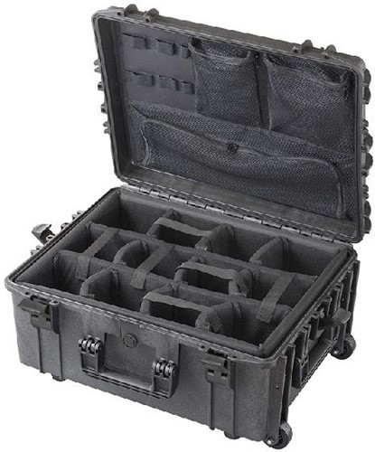 Max Case MAX 540 H 245 Black padded dividers + lid organizer + trolley 538 x 405 x 245 mm
