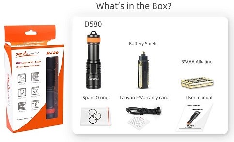 Orca D580 backup Duiklamp-2