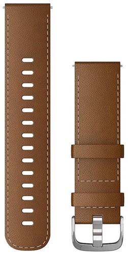 Garmin Quick release polsband 22mm, Bruin Italiaans lederen met Zilverkleurige gesp