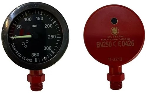Atlantis Tech Pressure Gauge 52mm - Red - Black Dial - 400 bar