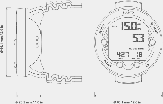 Suunto Zoop Novo Blue duikcomputer bij sublub